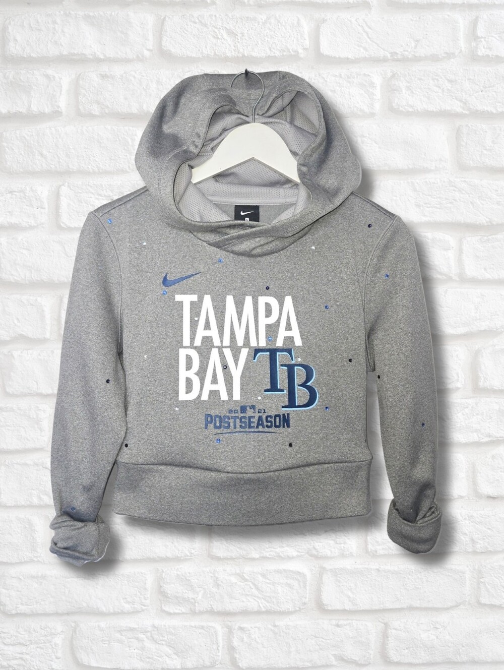 Tampa Bay Rays Crop Hoodie W/Rhinestones
